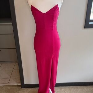 Lulu's Vibrant Pink Strapless Dress